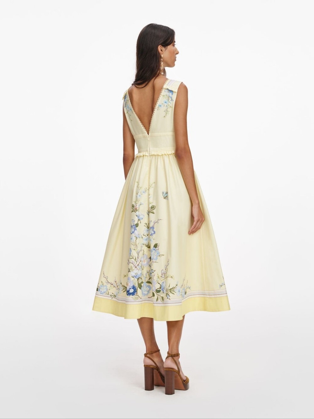 Self Portrait Yellow Floral Cotton Midi Dress - Picture 3 of 6